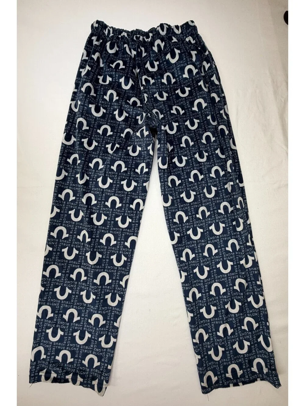 True Religion Men's Pajama Pants Loungewear Drawstring Logo Size S Blue